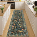 DUKINO Runner Rug, 2x8 Washable Kitchen Rugs for Hallways with Non Slip Backing, Soft Low Pile Vintage Animal Runner for Kitchen, Hallway, Entryway, Laundry, Bedroom, Black