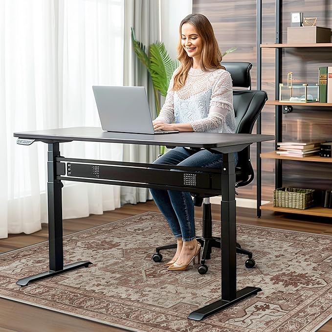 36"x48" Office Chair Mat for Hardwood Tile Floor, Under Desk Carpet Protector for Rolling Computer Chair Mat, Machine Washable Area Rug, Anti-Slip 1/5" Thick Low Pile Thin Vinyl Floor Mat, Brown Red