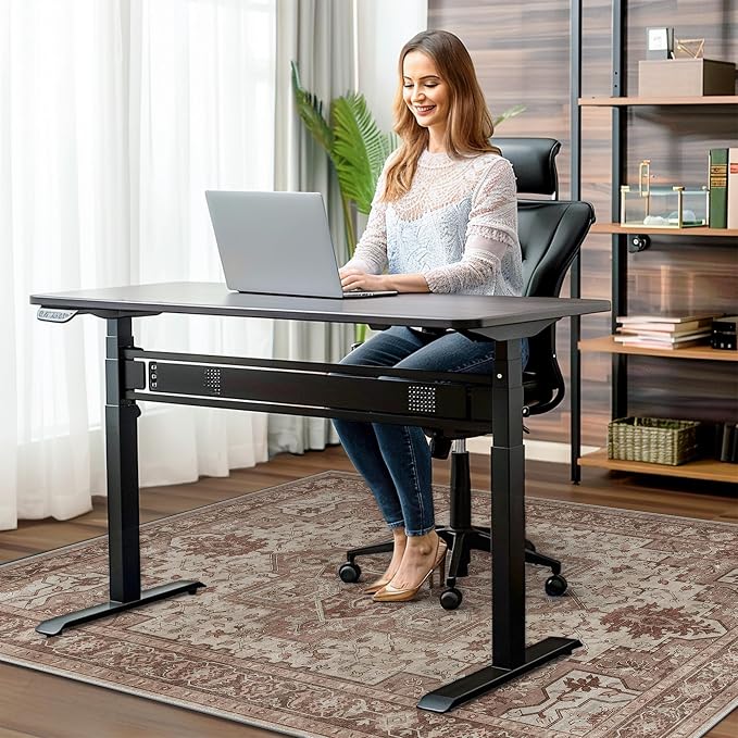 48"x60" Office Chair Mat for Hardwood Tile Floor, Under Desk Carpet Protector for Rolling Computer Chair Mat, Machine Washable Area Rug, Anti-Slip 1/5" Thick Low Pile Thin Vinyl Floor Mat, Brown Red