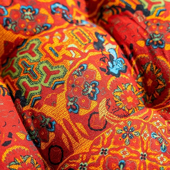 vctops Boho Geometric Chair Cushions with Ties U-Shaped Soft Cozy Cotton Linen Chair Pads Non Slip Seat Cushions for Indoor Dining Room and Kitchen Chairs (Orange,18"x18")