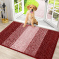 Smiry Dog Door Mat for Muddy Paws, Absorbs Moisture and Dirt, Low-Profile Entryway Mat with Non-Slip Backing, Entry Indoor Outdoor Doormat for Inside Floor (30x20 Inches, Burgundy, Striped)