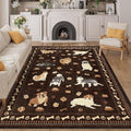 DUKINO 5x7 Rug for Living Room, Lightweight Animal Dog Print Washable Area Rug, Soft Non Slip & Low Pile Floor Mat, Stain Resistant Large Carpet for Bedroom, Nursery, Dining Room, Kids Playroom, Brown