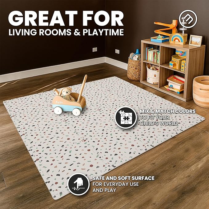 bemaxx Gym Mats Set - 18 pcs EVA Interlocking Foam Floor Tiles (12.6"x12.6"x0.4") 18sqft Protective Gym Flooring Sports Home Workout Exercise Mats Puzzle Garage Fitness Play-Room Pool Treadmill Bike