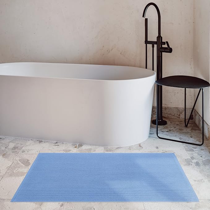 Cotton Paradise 100% Cotton Turkish Bathmat Rug, Soft Absorbent Quick Dry Non Slip, 20x34 Bathmat Rug, Sky Blue