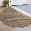 BEQHAUSE Dirt Trapper Door Mat 17" x 30" Half Circle Non Slip Washable Doormats Entrance Rugs Absorbent Welcome Low Profile Floor Mats for Front Back Door and Entryway, Taupe