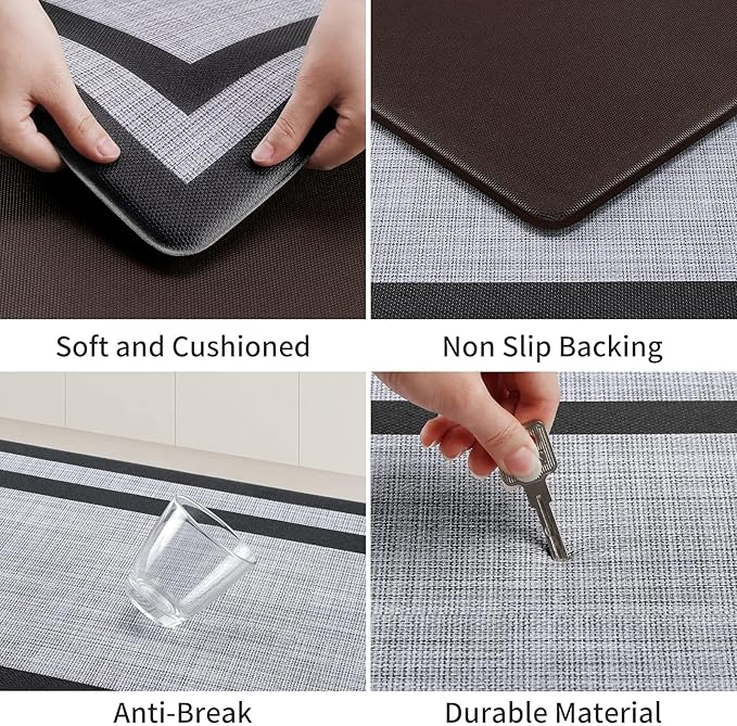 Mattitude Kitchen Mats Set of 2 Cushioned Rugs Anti-Fatigue Mats for Kitchen Floor,Waterproof Non-Slip Mats and Rugs Set for Office,Floor,Laundry 17.3"×29"+17.3"×59",Black