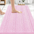 OLANLY Thick Bathroom Rugs 30x20, Extra Soft Absorbent Chenille Striped Bath Rugs, Rubber Backing, Machine Wash Dry, Bath Mats for Bathroom Floor, Tub and Shower, Home Decor Accessories, Pink