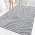 OLANLY Bathroom Rug Mat 70x46, Thick Soft and Absorbent Chenille Bath Mat, Non-Slip Rubber Backing, Machine Washable Quick Dry Bath Rugs for Tub Shower Floor, Home Decor Accessories, Light Grey