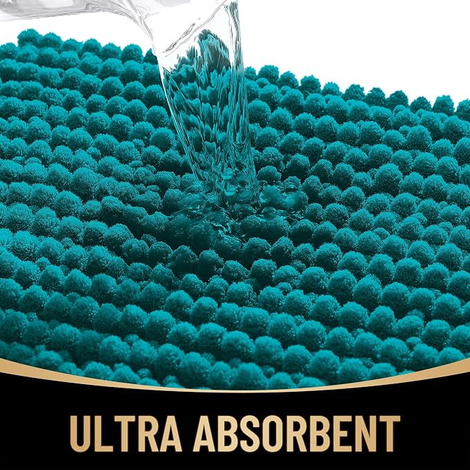 OLANLY Thick Small Bathroom Rugs 24x16, Extra Soft Absorbent Chenille Bath Rugs, Rubber Backing, Machine Wash Dry, Bath Mats for Bathroom Floor, Tub and Shower, Home Decor Accessories, Deep Lake