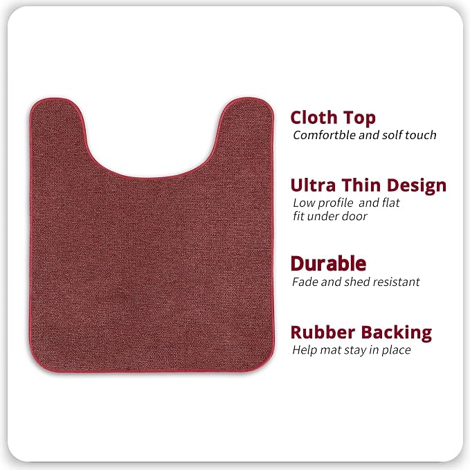 Bosap Toilet Rugs U Shaped Bathroom Rug,Machine Washable Non Slip Quick Dry Super Absorbent Ultra Thin Toilet Mats for Bathroom Toilet.Red,1'8"x2'(20x24inch)
