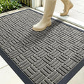 OLANLY Front Door Mat Outside Entrance 35x23, Absorbent, Heavy Duty Sturdy Natural Rubber Doormat Indoor Outdoor, Non-Slip, Stain and Fade Resistant, Low Profile Floor Mat for Entryway, Modern Gray
