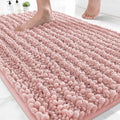 Yimobra Bathroom Rugs Non Slip Washable - Ultra Soft Absorbent Chenille Bath Mat, Quick Dry Shaggy Floor Carpet for Tub Shower, Light Pink Home Decor Accessories, 24x17 Inch