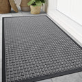 Smiry Front Door Mat Outside Entrance, Heavy Duty Natural Rubber Doormat, Non Slip, Trap Dirt and Moisture, Easy Clean, Low Profile Welcome Floor Mats for Indoor Outdoor Entry, 70x46.5 Inch, Mix Grey