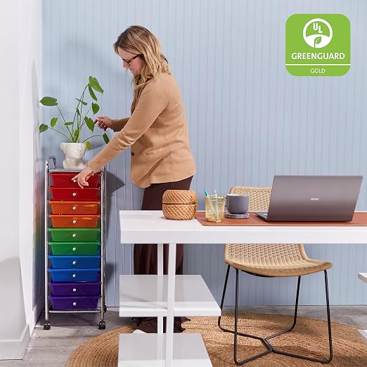 ECR4Kids 10-Drawer Everyday Mobile Storage Utility Cart, Craft Organizer, Assorted