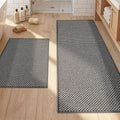 YIHOUSE Thin Bath Mat Dark Grey Bathroom Rugs Sets 2 Pieces, Non Slip Absorbent Mats Quick Dry, Woven Rugs Washable, Tapetes para Baño for Bathroom Toliet,Bathtub(17"x24"+17"x47")