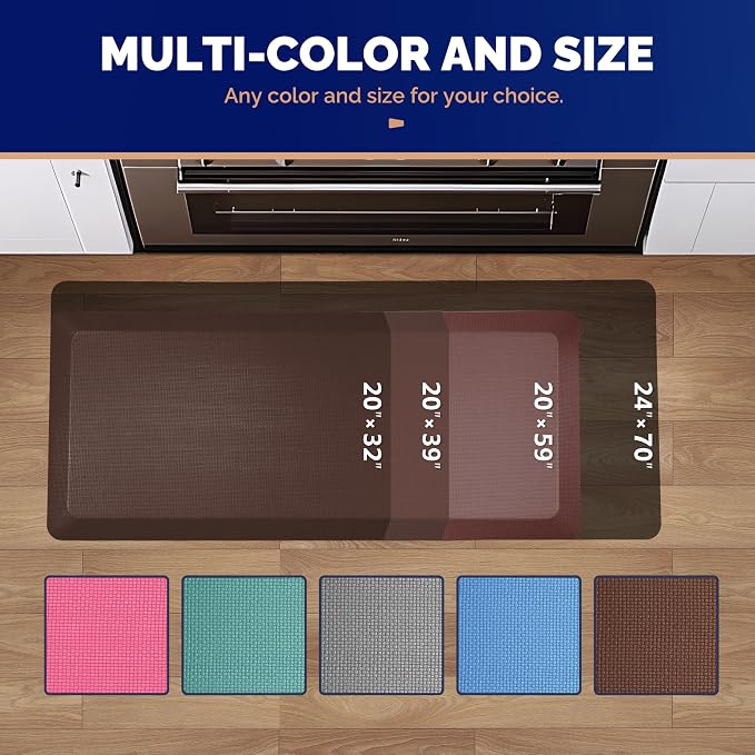FEATOL Anti Fatigue Mat for Standing, 9/10 Extra Thick Ergonomic Standing Desk Mat, Comfort Memory Foam Standing Mat at Home,Office All Day (20" x 39", Brown, 1PC)