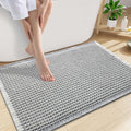 Smiry Waffle Bath Mat 30x20, Extra Soft Absorbent Bathroom Rugs, Non Slip Machine Washable Quick Dry Bath Rugs for Bathroom Floor, Tub, Shower, Home Decor Accessories, Lightgrey & Cream
