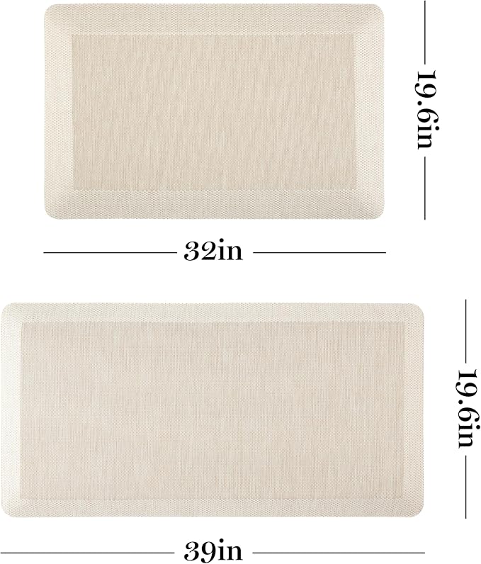 MARTHA STEWART Mira Modern Heathered Anti-Fatigue Air-Infused Kitchen Mat, Beige, 19.6"x32"