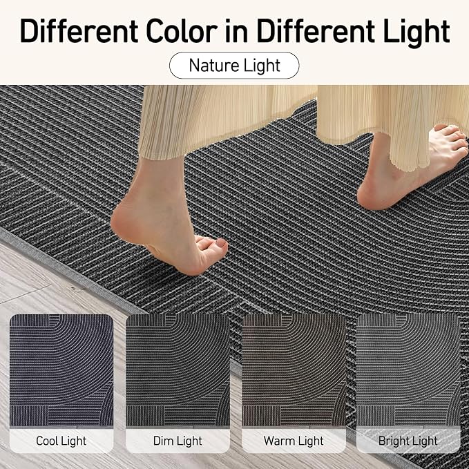 Kitchen Mat Set of 2 PCS, Anti Fatigue Kitchen Floor Mat, Kitchen Runner Cushioned Non Slip for Kichen, Office, Balcony, Gray, 17" x 30"+17" x 47"