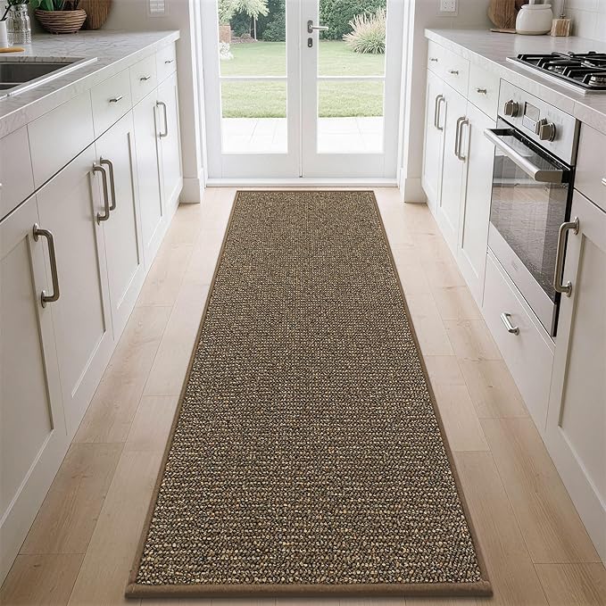 BEQHAUSE Kitchen Runner Rugs 32"x84", Non-Slip Kitchen Mats for Floor, Super Absorbent and Stain Resistant Kitchen Rug, Machine Washable Rugs for Kitchen, Hallway, Laundry & Sink, Brown