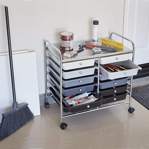 ECR4Kids 12-Drawer Value Mobile Storage Utility Cart, Craft Organizer, Grey Ombre
