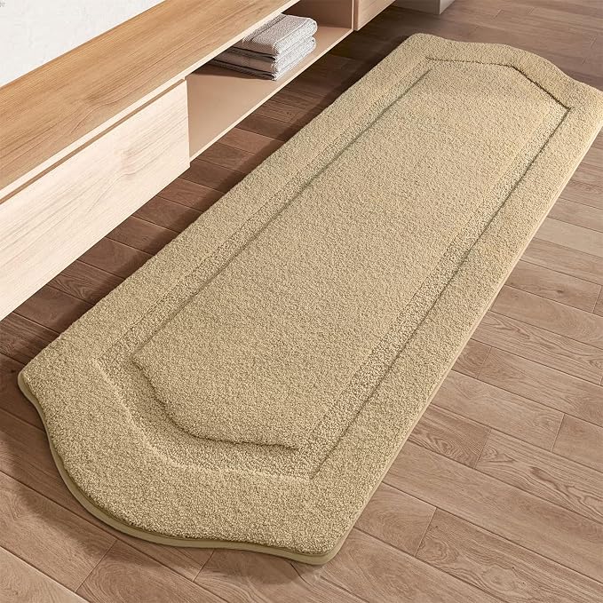 Bathroom Rugs Runner 24x60, Long Bath Rug Non-Slip, Extra Soft Absorbent Shaggy Large Bath Mats for Bathroom, Beige