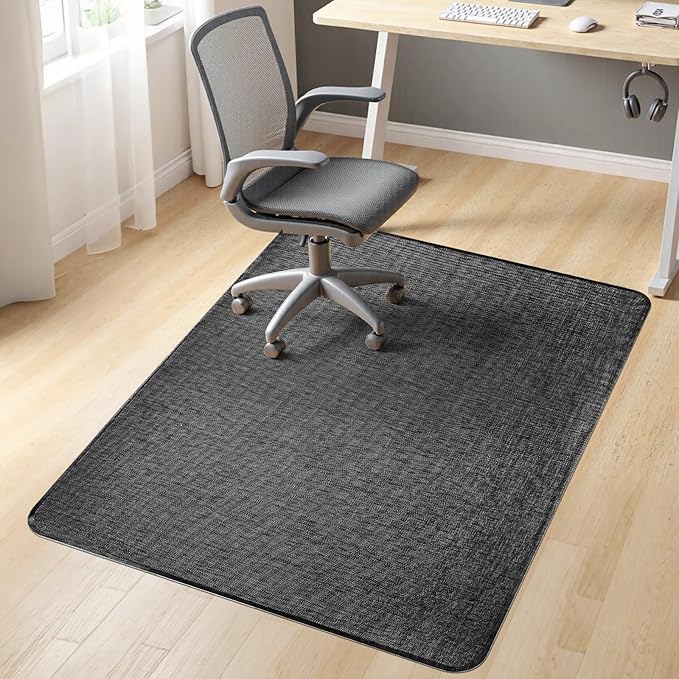 Sycoodeal Office Chair Mat for Hardwood & Tile Floor,Computer Gaming Chair Mat for Rolling Chairs Non-Curve, Anti-Slip, Heavy Duty Floor Protector for Home Office,Dark Black (36" x 55")