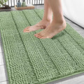 OLANLY Thick Bathroom Rugs 34x21, Extra Soft Absorbent Chenille Striped Bath Rugs, Rubber Backing, Machine Wash Dry, Bath Mats for Bathroom Floor, Tub and Shower, Home Decor Accessories, Sage Green
