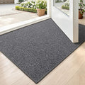 LUMI Ultra Thin Indoor Door Mat for Entrance 17"x30", Non Slip Entryway Mat, Low Profile Doormat, Unique Herringbone Design Carpet for Inside, Patio, Porch, Charcoal Gray