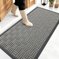 OLANLY Front Door Mat Outside Entrance 47x23, Absorbent, Heavy Duty Sturdy Natural Rubber Doormat Indoor Outdoor, Non-Slip, Stain and Fade Resistant, Low Profile Floor Mat for Entryway, Modern Gray