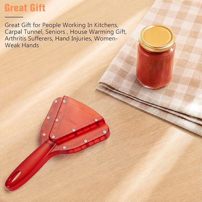 Uinxan Jar Opener for Weak Hands & Seniors with Arthritis - Handheld Manual | Effortlessly Opens Stubborn Screw Lids & Bottle Caps. 304 Stainless Steel. Durable. Patented Kitchen Gadget (Pink)