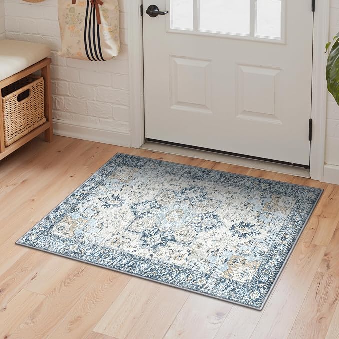 GENIMO Kitchen Rugs Non Slip Washable, Kitchen Mats for Floor, Cushioned Standing Mat, Kitchen Runner Rug Floor Mat for Kitchen Decor, Laundry, Sink, Entryway, Home, 24"x36", Blue