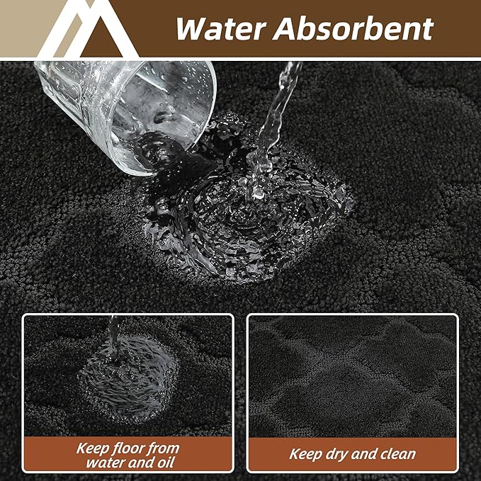 COSY HOMEER Kitchen Rugs 32"x48" Non-Slip Washable Kitchen Mats for Floor Absorbent Kitchen Carpet Soft Rugs for Kitchen,Sink Mat,Entrance,Area Rug,Black