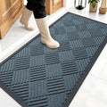 OLANLY Front Door Mat Outside Entrance 47x23, Absorbent, Heavy Duty Sturdy Natural Rubber Doormat Indoor Outdoor, Stain Fade Resistant, Non-Slip Low Profile Floor Mat for Entryway, Lake Blue Diamond