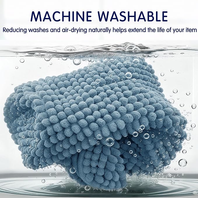 SUBRTEX Bathroom Rugs, 20" x 32" Chenille Bath Rug Soft Short Plush Bath Mat Soft Shower Mat Water Absorbent Shower Mat Quick Dry Machine Washable, Stone Blue