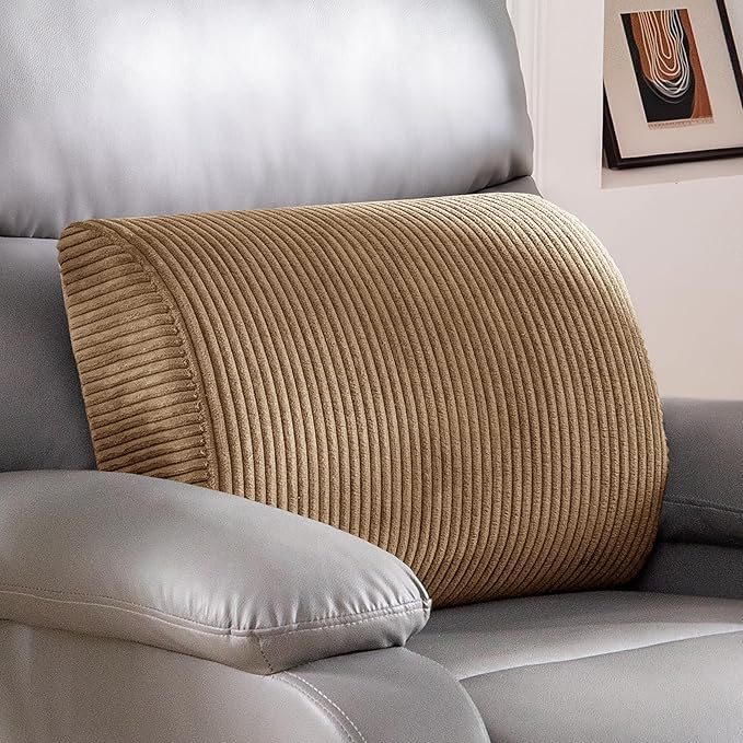 HIGOGOGO Lumbar Support Pillow for Recliner Chair/Accent Chair/Couch, Large Memory Foam Back Support Cushion for Elderly, Recliner Cushions for Back Rest, Pain Relief, Reading, Washable Cover, Coffee