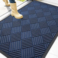 OLANLY Front Door Mat Outside Entrance 47x32, Absorbent, Heavy Duty Sturdy Natural Rubber Doormat Indoor Outdoor, Stain Fade Resistant, Non-Slip Low Profile Floor Mat for Entryway, Navy Blue Diamond