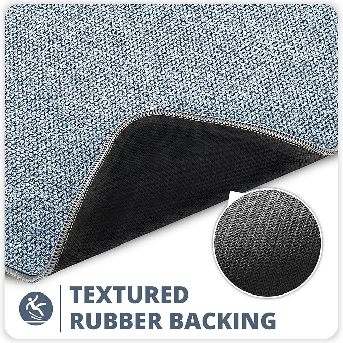 Bosap Bath Mat,Ultra Thin Bathroom Runner Rugs,Large Bath Mats for Bathroom,Quick Dry,Non-Slip,Machine Washable,Low Pile,Bath Rug,Shower Outside,Sink,Home Decor Accessories.Blue,2'x6'(24x72inch)