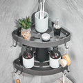 DUFU Adhesive Corner Shower Caddy with Hooks,Bathroom Shower Organizer, No Drilling Rust Proof Aluminum Shower Shelf for Inside Shower 2 Pack (Grey)