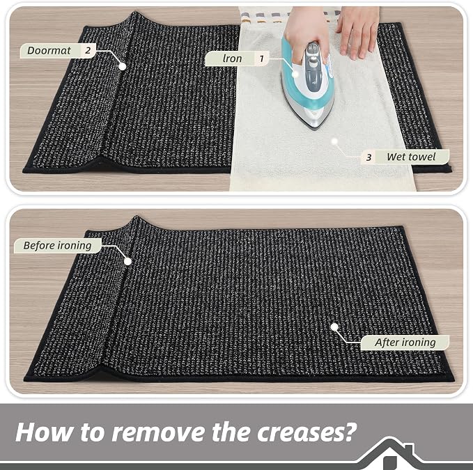 BEQHAUSE Dirt Trapper Door Mat 24" x 36", Non-Slip Washable Doormats Entrance Mat, Dirt Resistant and Absorbent Welcome Mat, Low Profile Floor Mats for Front Back Door and Entryway, Black