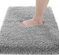 Yimobra Fluffy Plush Bath Rug, Super Shaggy Soft Comfortable Non Slip, Water Absorbent Microfiber Bath Mat, Dries Quickly, Machine Washable Thick Bathroom Rugs for Shower, 44" X 24", Pure Gray