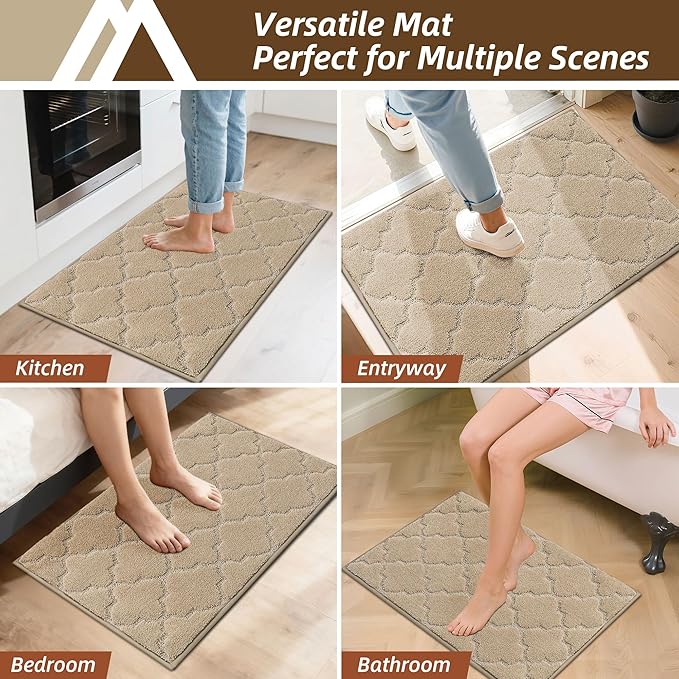 COSY HOMEER Kitchen Rugs 24"x36" Non-Slip Washable Kitchen Mats for Floor Absorbent Kitchen Carpet Soft Rugs for Kitchen,Sink Mat,Entrance,Area Rug,Warm Beige