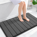 OLANLY Memory Foam Bath Mat 40x24, Super Soft Absorbent Bathroom Rugs, Quick Dry, Machine Washable Shower Floor Rugs, Bathmat Carpet, Bathroom Home Decor Accessories, Black