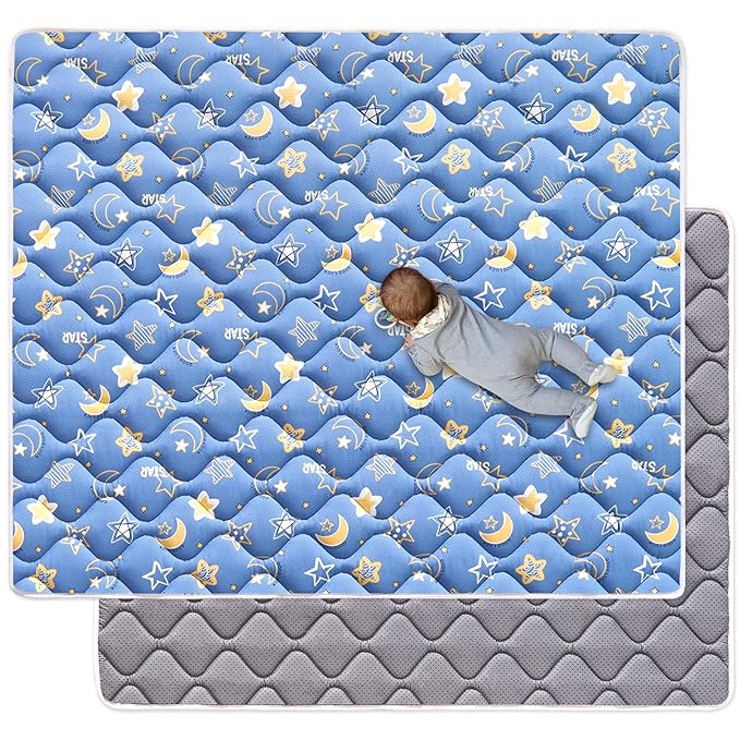 Odorless Premium Foam Baby Play Mat 59" x 59", Soft Microfiber Fabric Crawling Mat for Floor- Comfortable and Hypoallergenic, Non-Slip Cushioned Floor Playpen mat for Infants,Babies,Toddlers