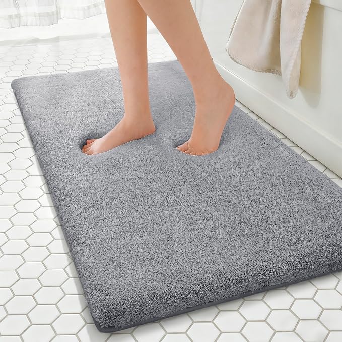 MINIDEAR Bathroom Rugs 60x20 Dark Gray - Thick Memory Foam Bath Mat, Ultra Soft & Plush Fluffy, Non-Slip, Quick Dry, Absorbent Washable Floor Microfiber Mat for Tub, Home Decor Accessories