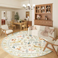 DUKINO 6ft Round Rug for Bedroom, Animal Print Washable Circle Rug with Low Pile Design, Soft Indoor Floor Non Slip Carpet for Entryway, Living Room, Office, Dining Room, Beige