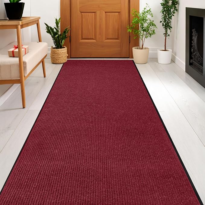 MaxMat® Extra Large Commercial Door Mat, Rubber Border Heavy Duty Door Mat, Waterproof, Low-Profile, Easy to Clean, Rubber Entry Mat. (Red, 3 x 16 Feet)