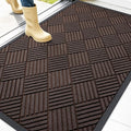 OLANLY Front Door Mat Outside Entrance 47x32, Absorbent, Heavy Duty Sturdy Natural Rubber Doormat Indoor Outdoor, Stain and Fade Resistant, Non-Slip Low Profile Floor Mat for Entryway, Brown Diamond