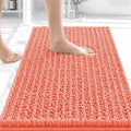 OLANLY Bathroom Rug Mat 24x16, Thick Soft and Absorbent Chenille Bath Mat, Non-Slip Rubber Backing, Machine Washable Quick Dry Bath Rugs for Tub Shower Floor, Home Decor Accessories, Coral