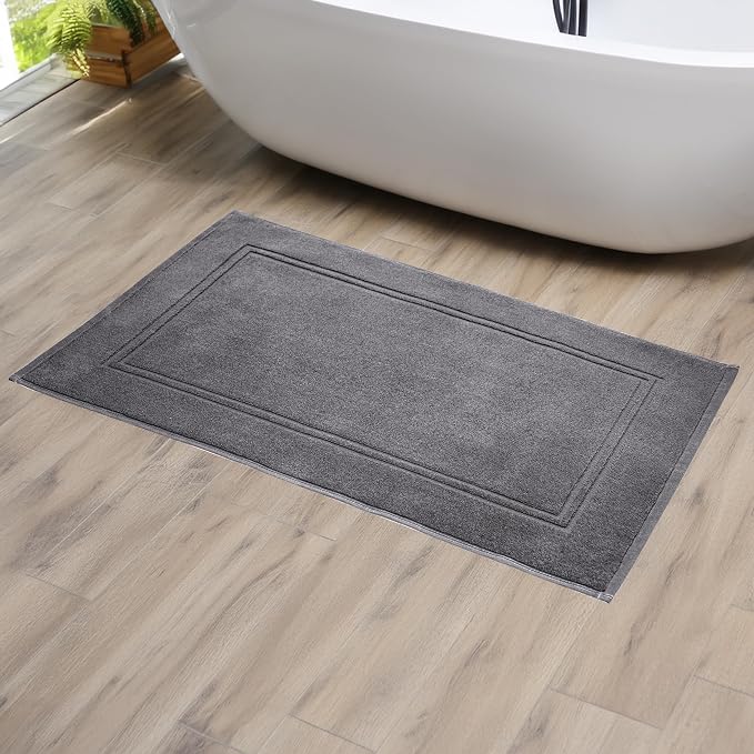 Tens Towels Pack of 2 Bath Mats 100% Cotton, 20 x 32 Inches, Super Absorbent, Hotel Quality Premium Floor Towels, Luxurious, Soft & Quick Dry, Not a Bathroom Rug, Dark Grey